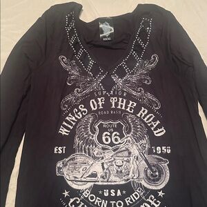 Vocal Black Wings of the Road Long Sleeve Top